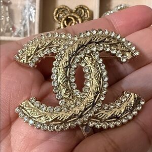 Gold and Silver Crystal Brooch